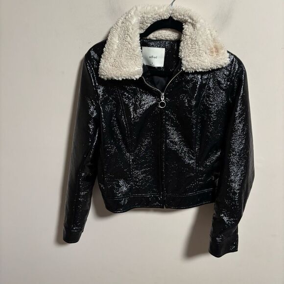 Aritzia Wilfred Tempest Jacket Sherpa Collar Black- Size Medium - Picture 7 of 13